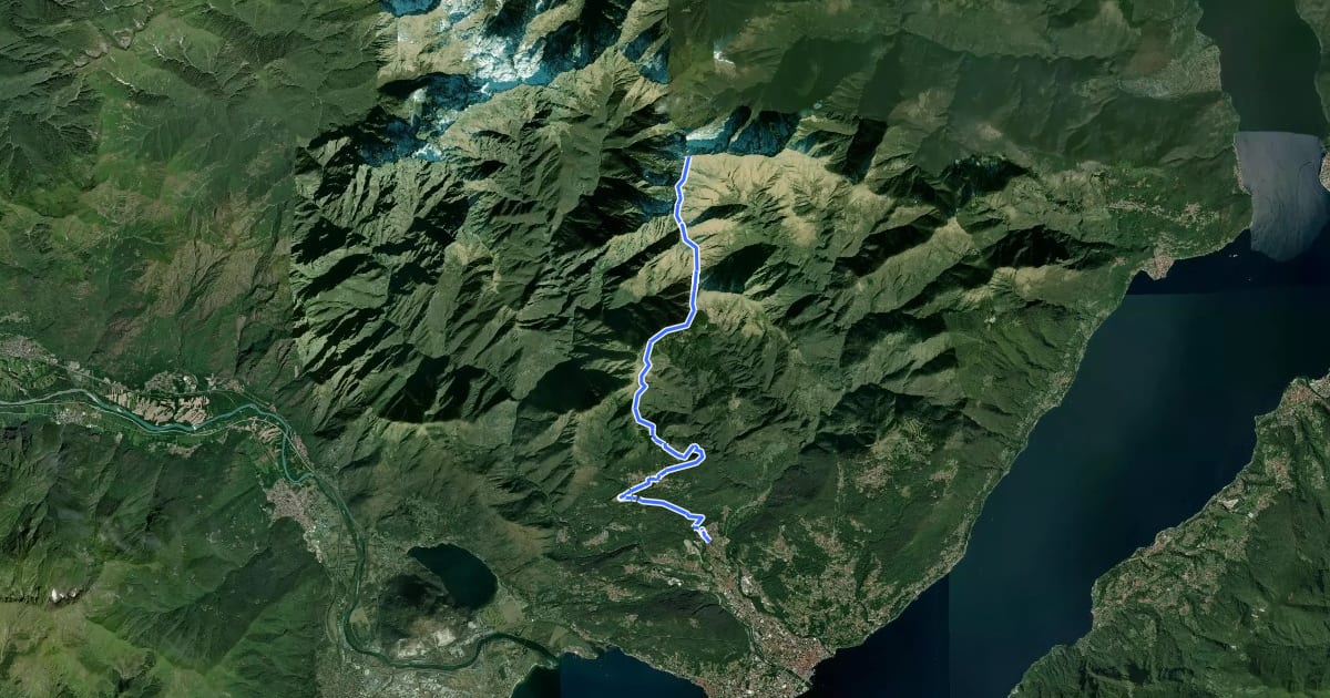 Маршрут R03 Cambiasca - Pian Cavallone - Pizzo Marona - Monte Zeda на спутниковом снимке