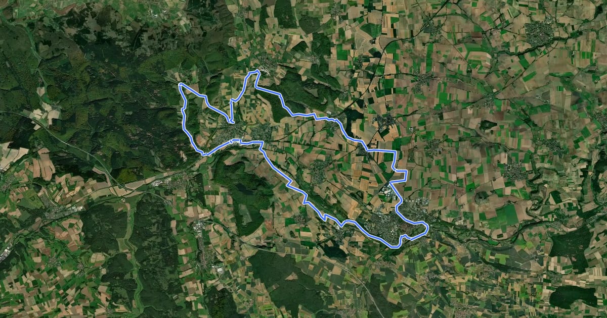Маршрут R1 Hardehausen (Warburg) на спутниковом снимке