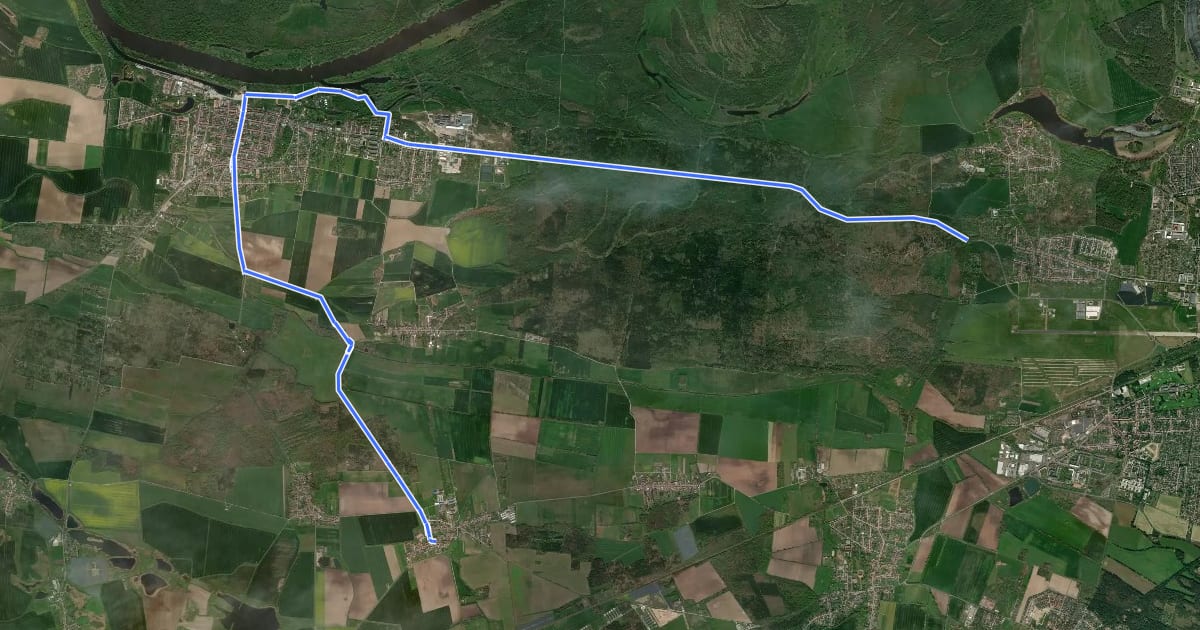 Маршрут R1 Nebenroute Aken на спутниковом снимке