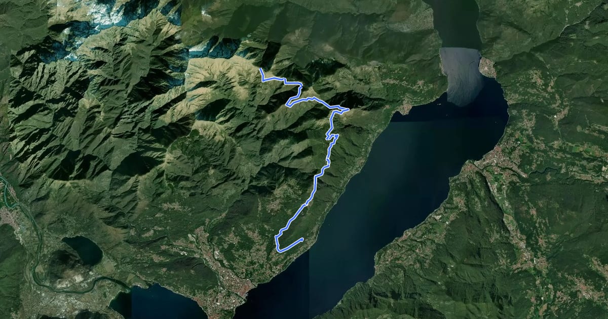 Маршрут R10 Sacro Monte S.S.Trinità di Ghiffa - Pollino - Piancavallo - Colle - Passo Folungo на спутниковом снимке