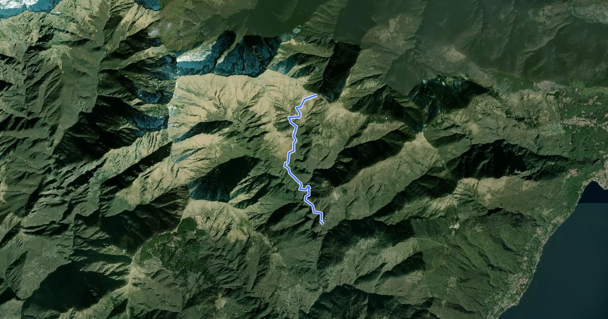 Маршрут R11 Scareno - Alpe Piaggia - Passo Folungo на спутниковом снимке