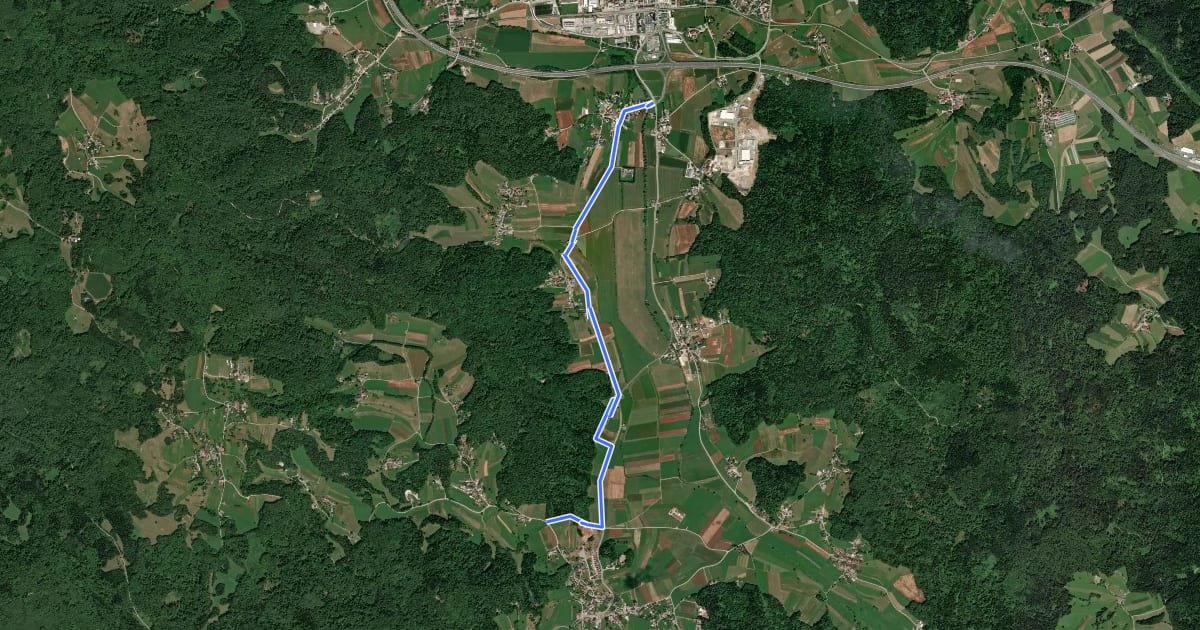 Маршрут R15 (Litija-Ivančna Gorica-Krka) на спутниковом снимке