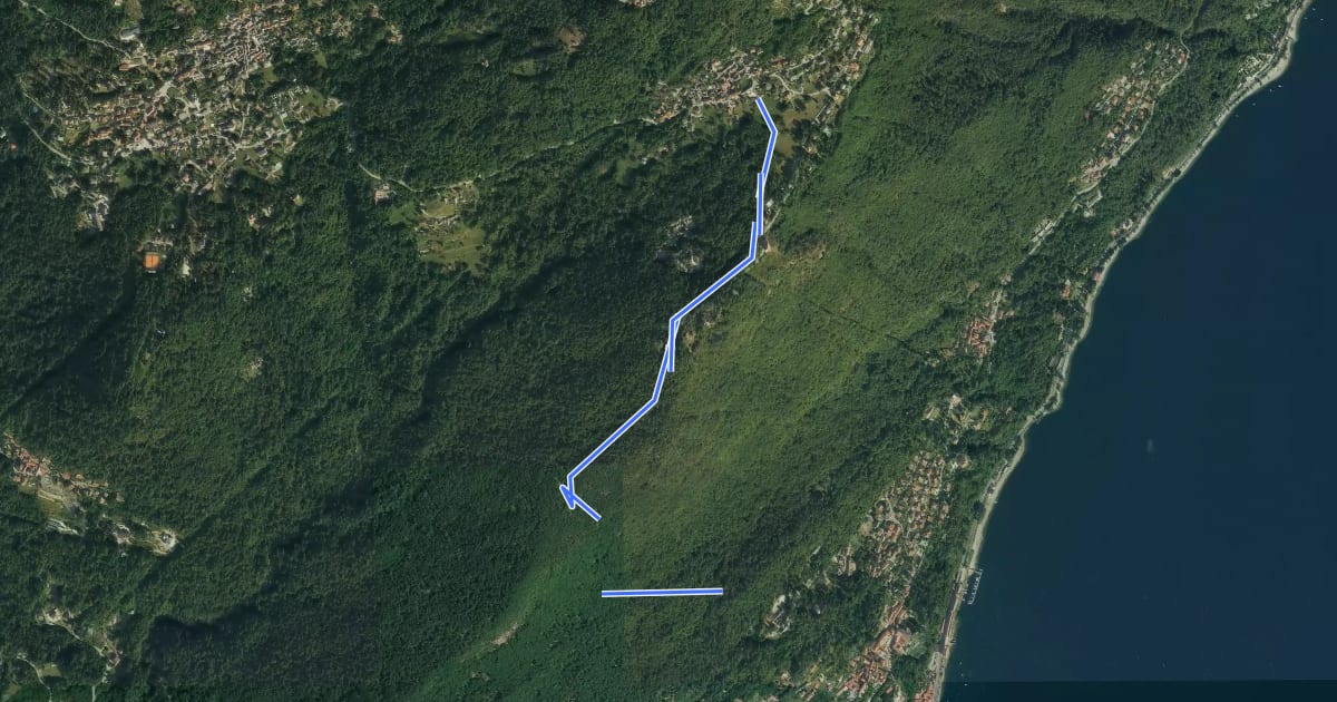 Маршрут R16 Sacro Monte SS.Trinità di Ghiffa - Pollino на спутниковом снимке