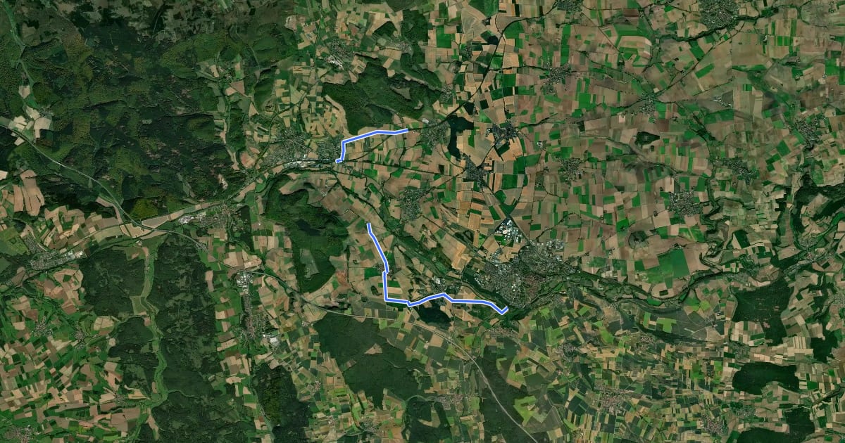 Маршрут R1a Hardehausen (Warburg) - Alternativen на спутниковом снимке
