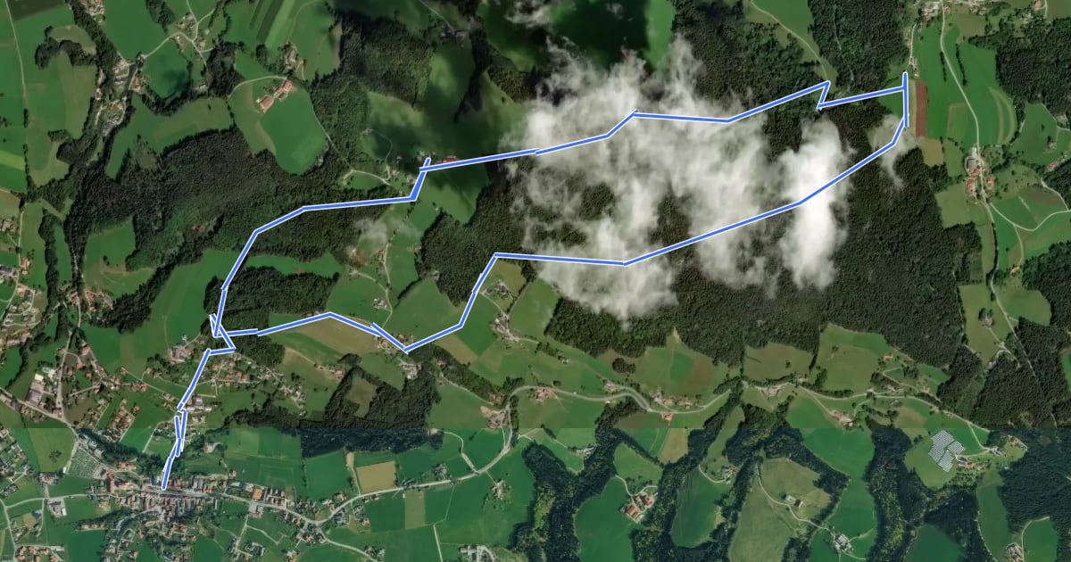 Маршрут R2 Ulrichsbrunn-Rundweg на спутниковом снимке