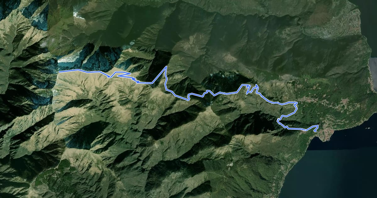 Маршрут R20 Cannero - Oggiogno - Trarego - Cima l'Alpe - Monte Spalavera - Pian Puzz - Archia - Passo Folungo - Monte Zeda на спутниковом снимке