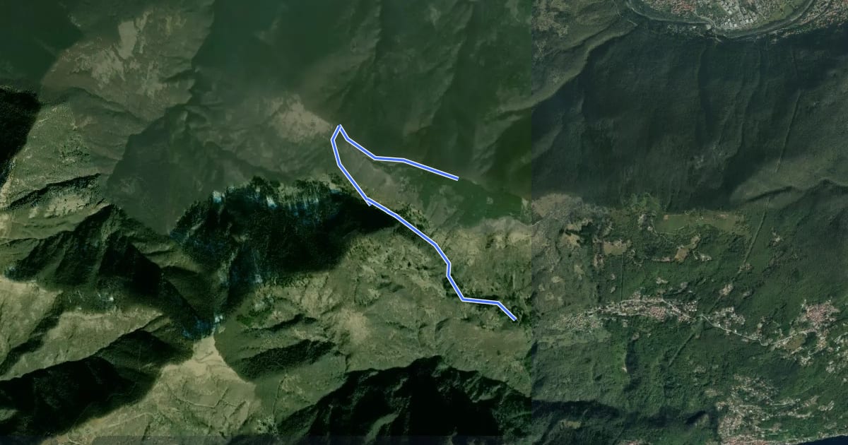 Маршрут R36 Fudrasca - Monte Pian Bello на спутниковом снимке