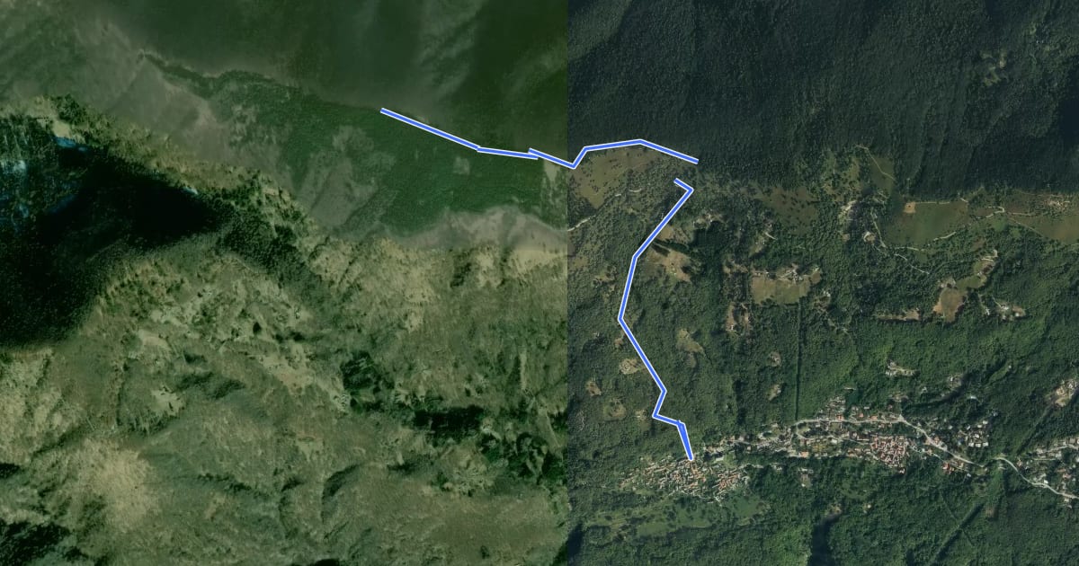 Маршрут R38 Trarego - Monte Pian Bello на спутниковом снимке