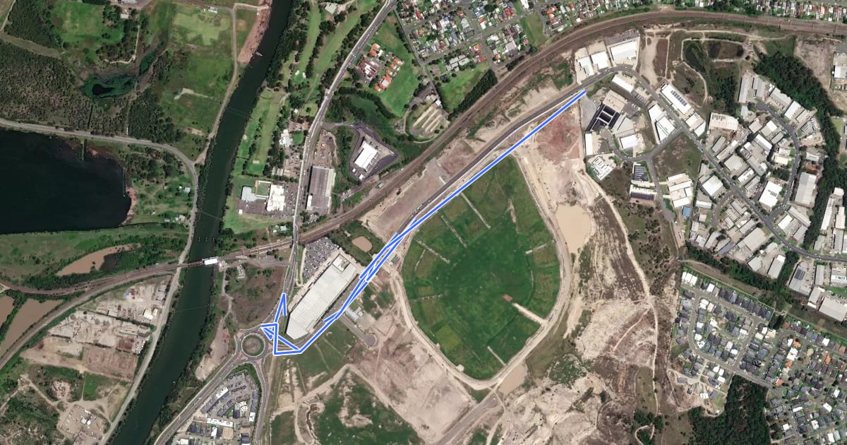 Маршрут R5-01 Cockle Creek Station to Boolaroo and Cardiff Industrial Employment Area на спутниковом снимке