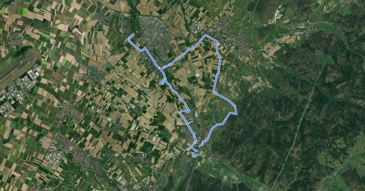 Маршрут R6 Bad Krozingen - Staufen - Grunern - Oberambringen на спутниковом снимке