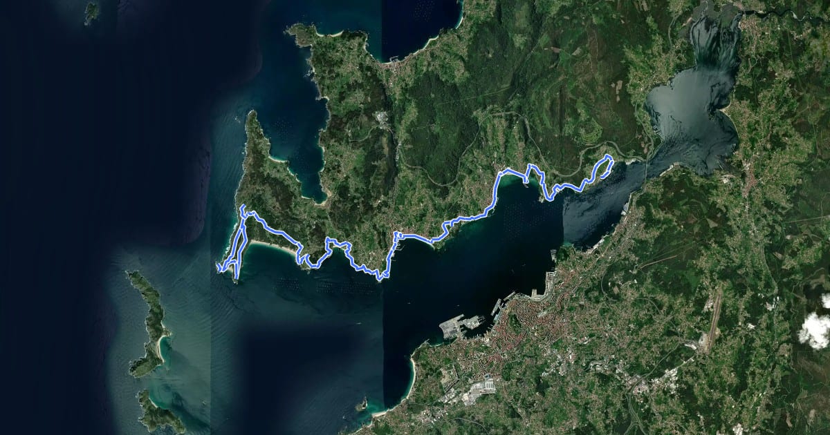 Маршрут R6: Ruta da Costa Sur de Morrazo на спутниковом снимке