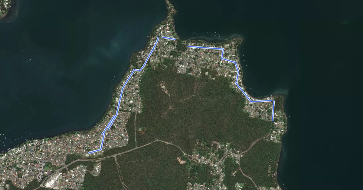 Маршрут R7-02 Silverwater to Bonnells Bay на спутниковом снимке