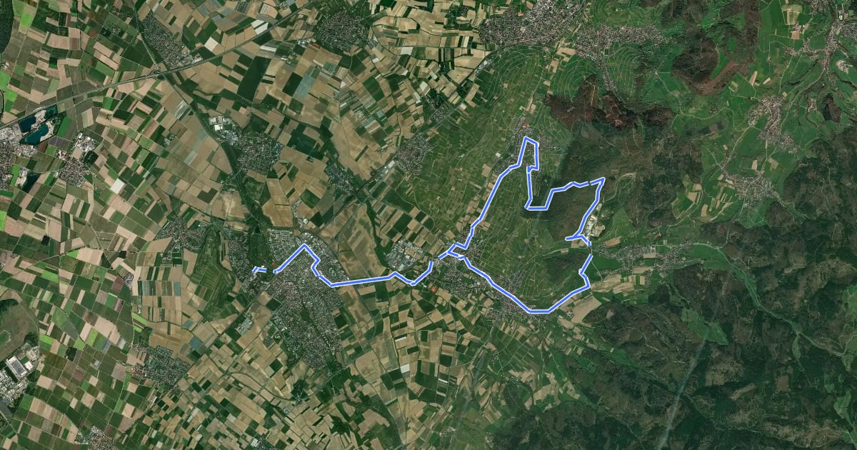 Маршрут R7 Bad Krozingen - Ehrenstetten - Ellighofen - Pfaffenweiler - Bad Krozingen на спутниковом снимке