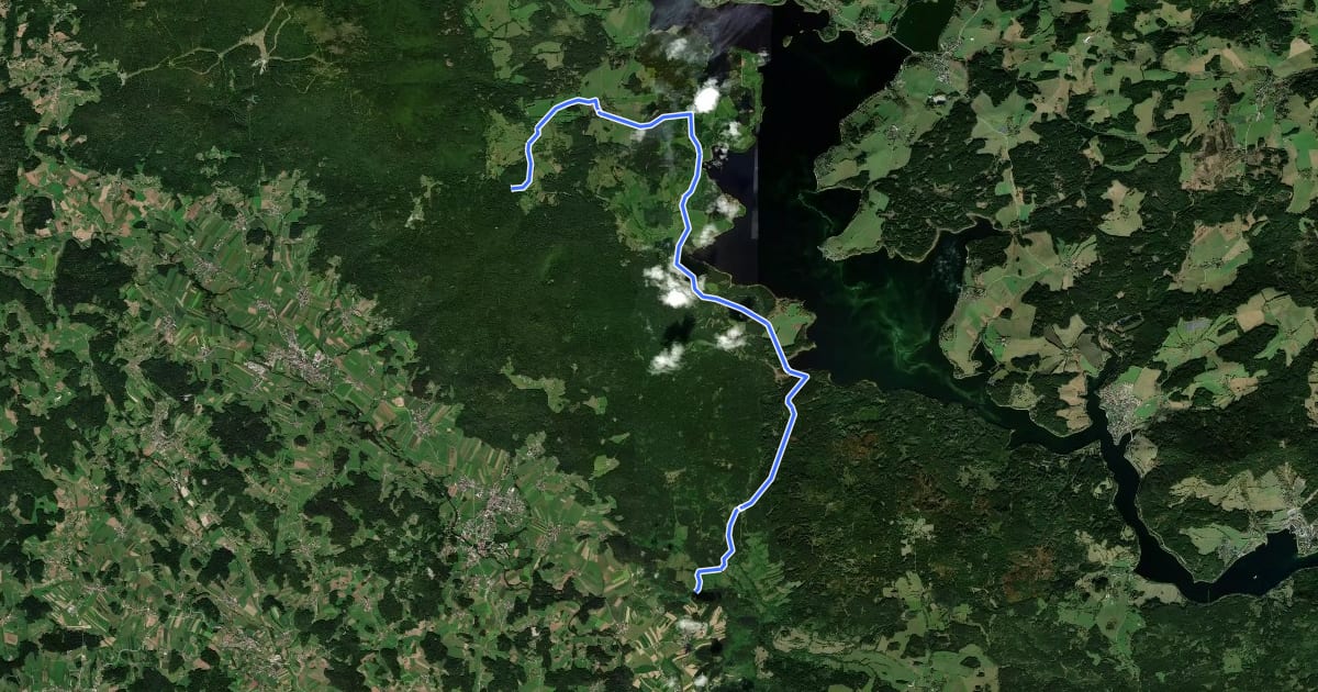 Маршрут R800, Moldaustausee Radroute CZ на спутниковом снимке