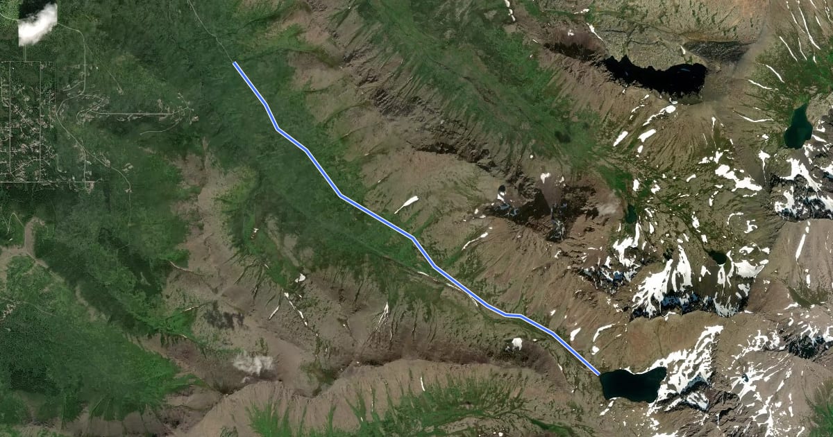 Маршрут Rabbit Lake Trail на спутниковом снимке