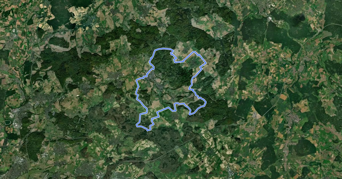 Маршрут Rabenauer Höhenweg на спутниковом снимке