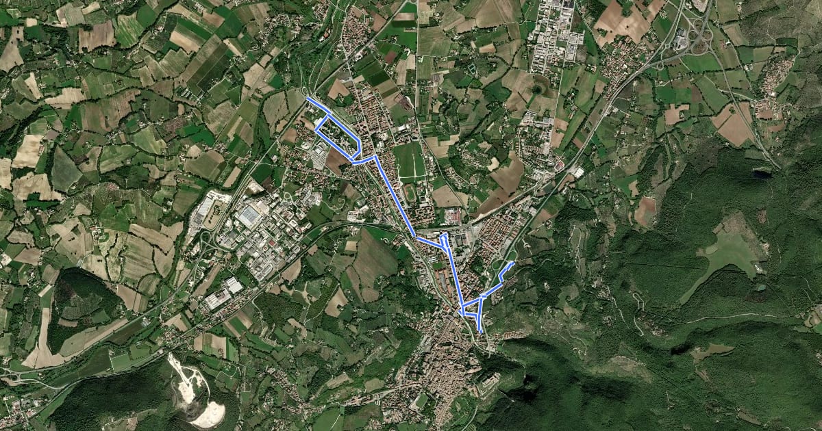 Маршрут Raccordo ciclabile di Spoleto на спутниковом снимке
