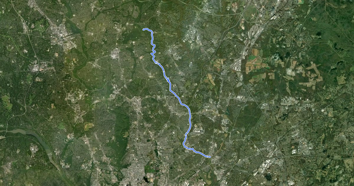 Маршрут Rachel Carson Greenway Trail на спутниковом снимке
