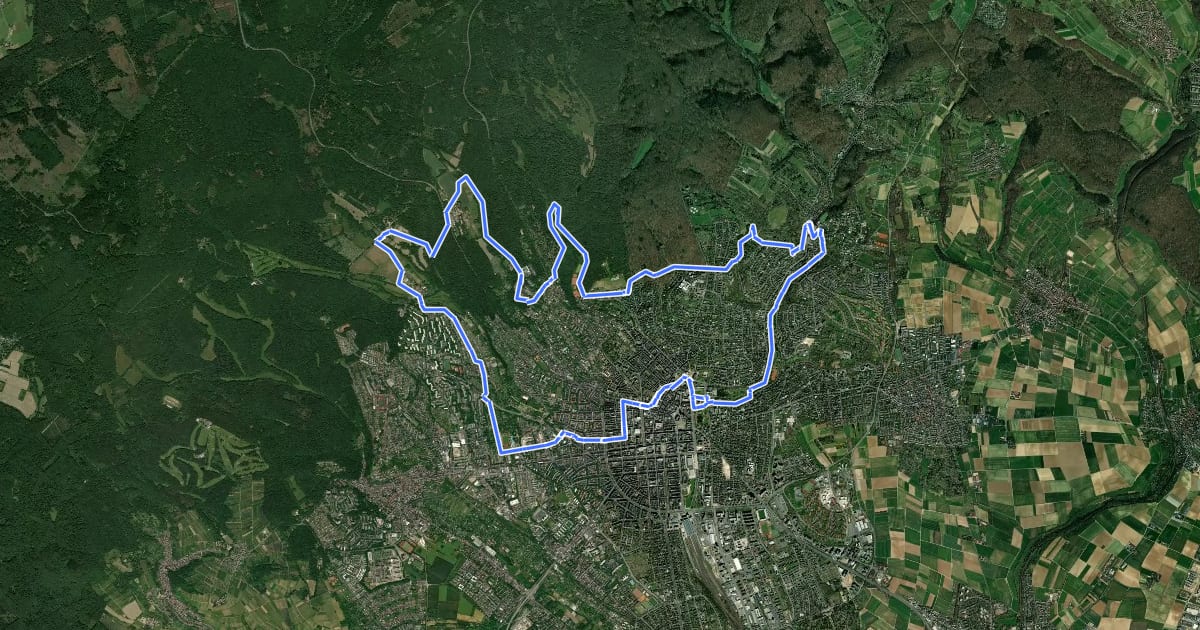 Маршрут Radachter Wiesbaden - Nordschleife на спутниковом снимке