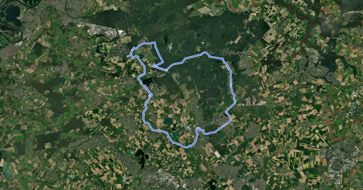 Маршрут Radeln nach Zahlen zu den niederländischen Nachbarn im Naturpark Maas-Schwalm-Nette (RW101) на спутниковом снимке