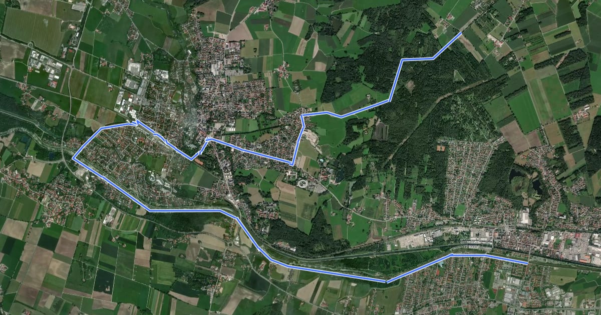Маршрут Radeln rund um Rosenheim (Bad Aibling) на спутниковом снимке