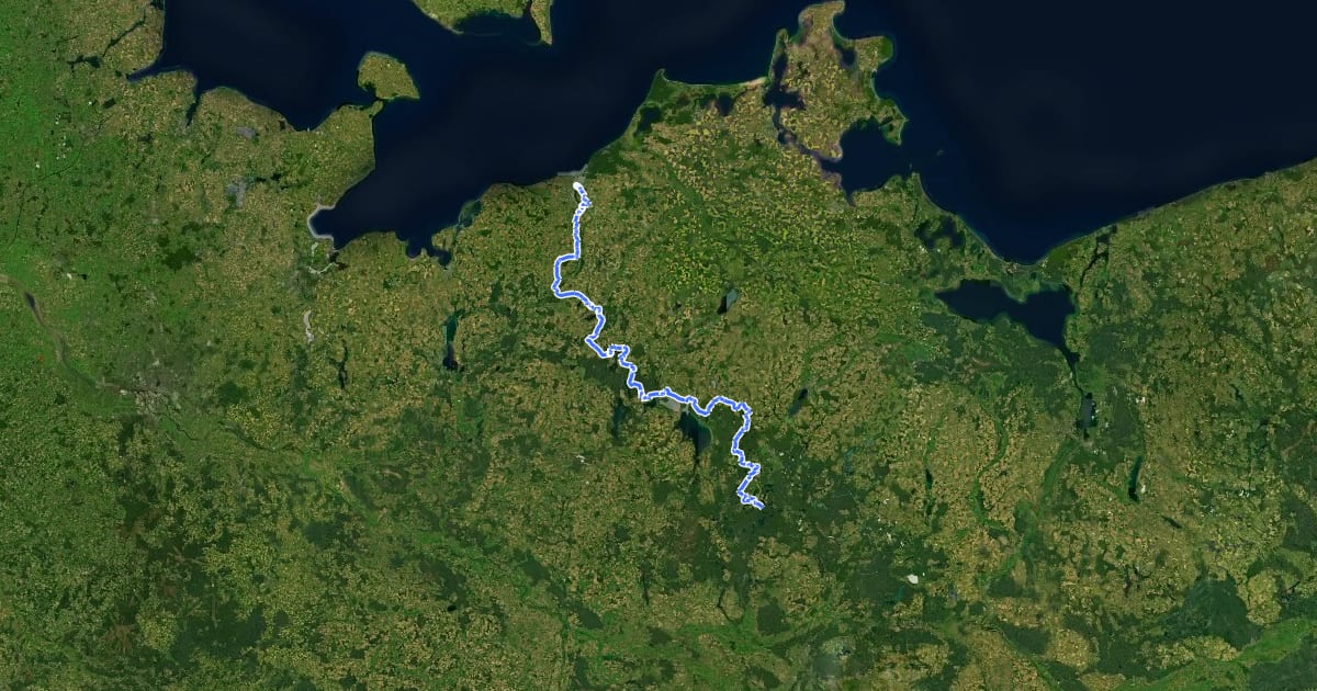 Маршрут Radfernweg Berlin-Kopenhagen [Abschnitt Meck Pom] на спутниковом снимке