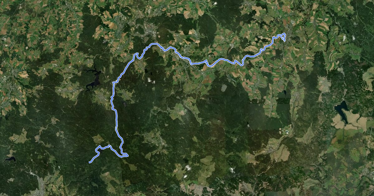 Маршрут Radfernweg Sächsische Mittelgebirge [Annaberg↔Schöneck] на спутниковом снимке