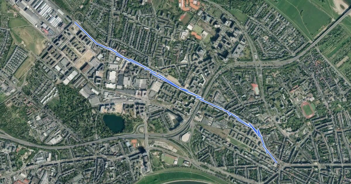 Маршрут Radleitroute 2 на спутниковом снимке