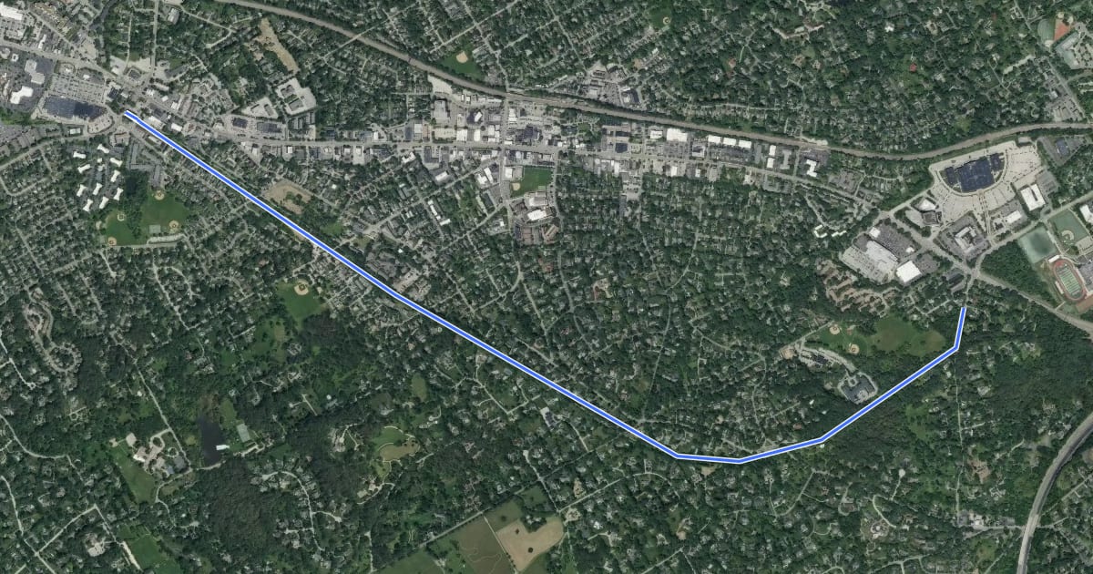 Маршрут Radnor Trail на спутниковом снимке