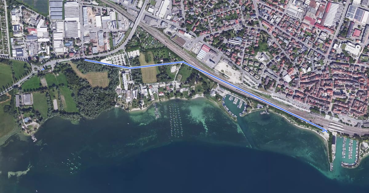 Маршрут Radolfzell Bahnhof - Radolfzell Bodenseereiter на спутниковом снимке