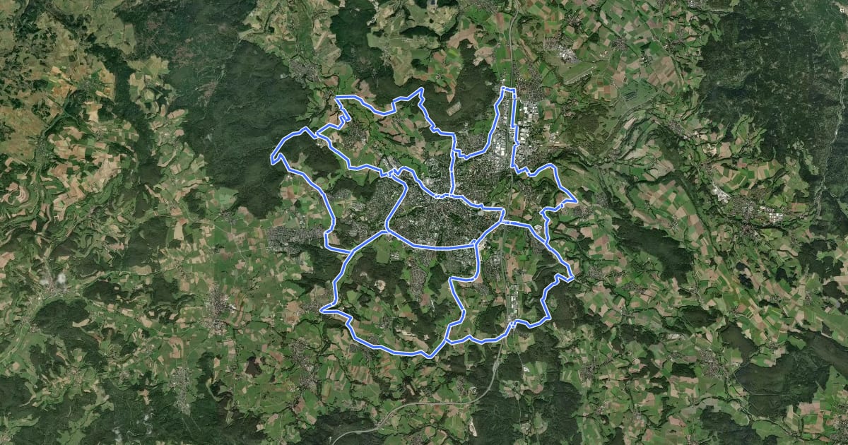 Маршрут Radring Bayreuth на спутниковом снимке