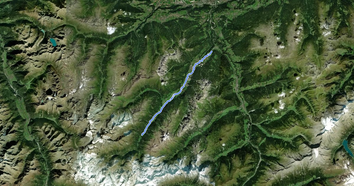 Маршрут Radroute 19 "Stubai Radweg" на спутниковом снимке