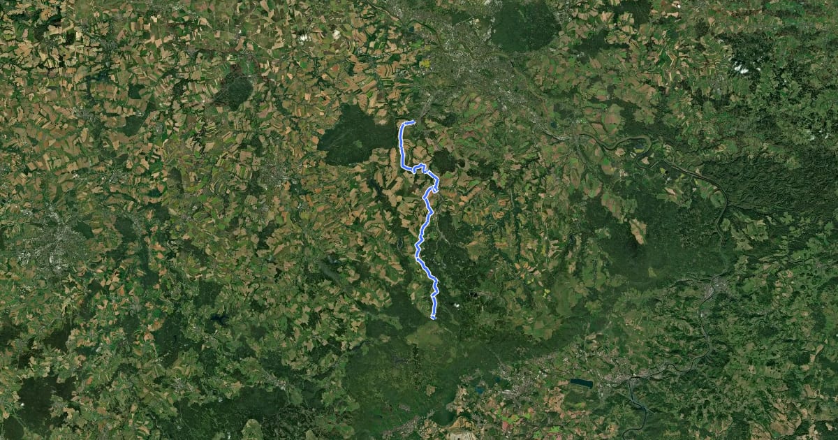 Маршрут Radroute Altenberg–Freital на спутниковом снимке
