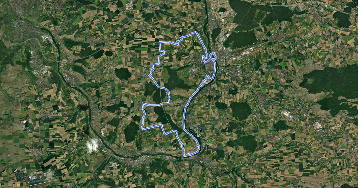 Маршрут Radroute Archäologie-Tour на спутниковом снимке