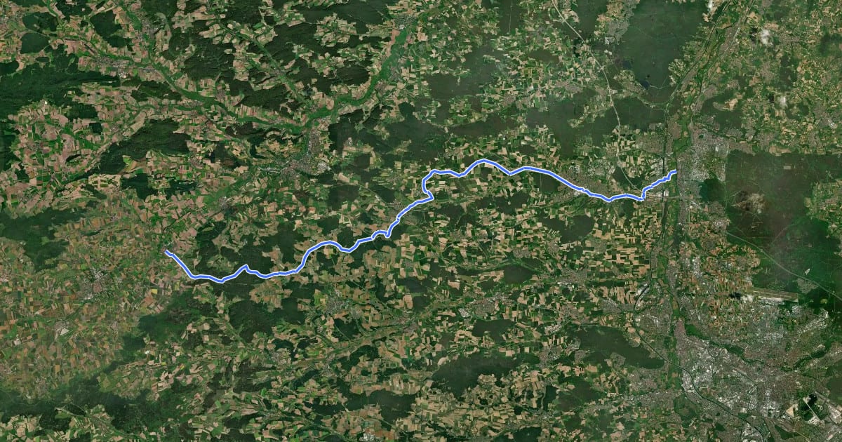 Маршрут Radroute Aurachtalradweg на спутниковом снимке