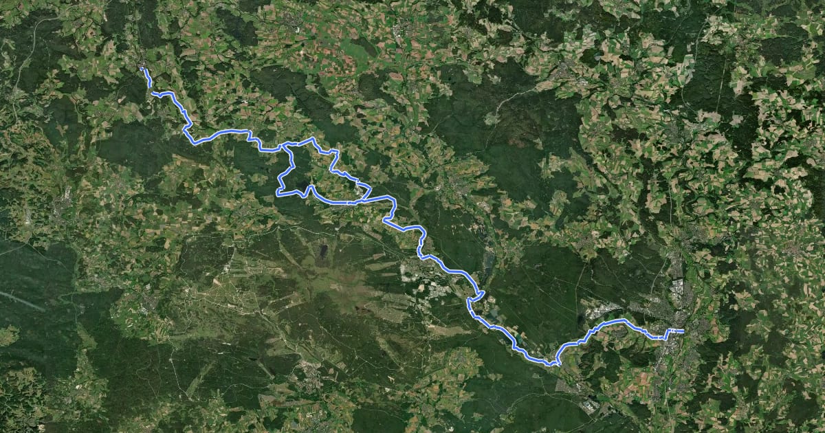 Маршрут Radroute "Creußen-Radweg" на спутниковом снимке
