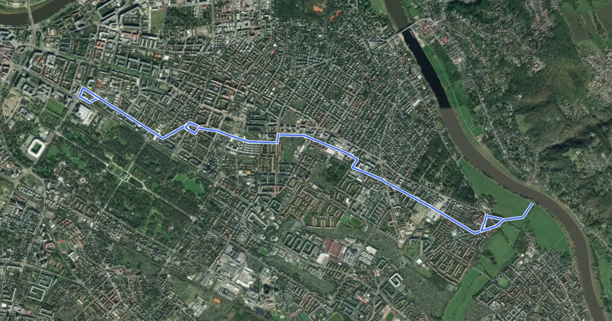 Маршрут Radroute Dresden Ost на спутниковом снимке