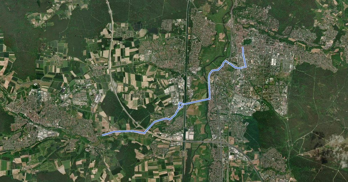 Маршрут Radroute Erlangen 4 на спутниковом снимке
