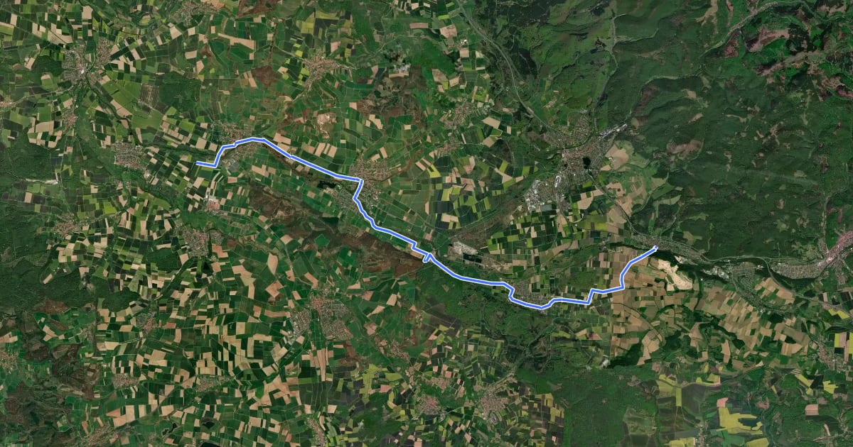 Маршрут Radroute Landkreis GÖ R105 на спутниковом снимке