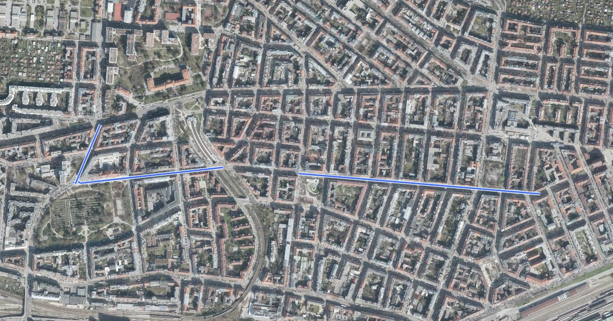 Маршрут Radroute Märzstraße на спутниковом снимке