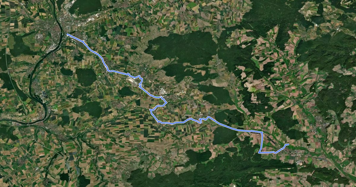 Маршрут Radroute Main-Aisch-Radweg Variante I на спутниковом снимке