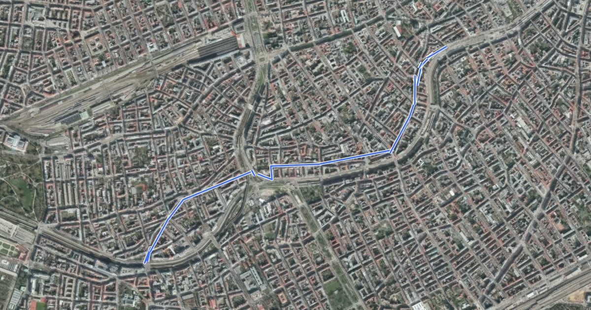 Маршрут Radroute Mollardgasse - Ullmannstraße на спутниковом снимке
