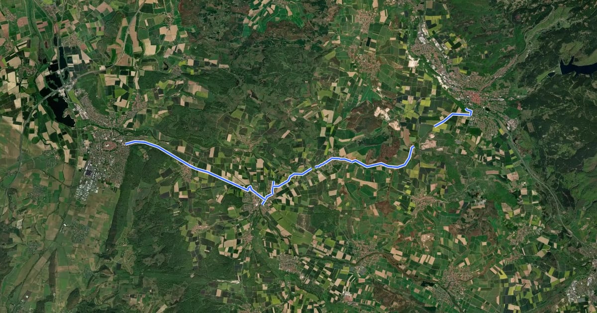 Маршрут Radroute Northeim - Osterode/Harz на спутниковом снимке