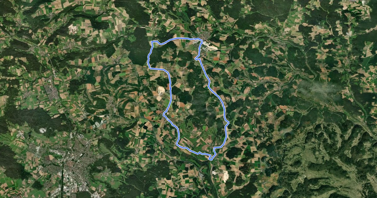Маршрут Radroute Regionalpark Quellenreich - Schleife Lauterhofen на спутниковом снимке
