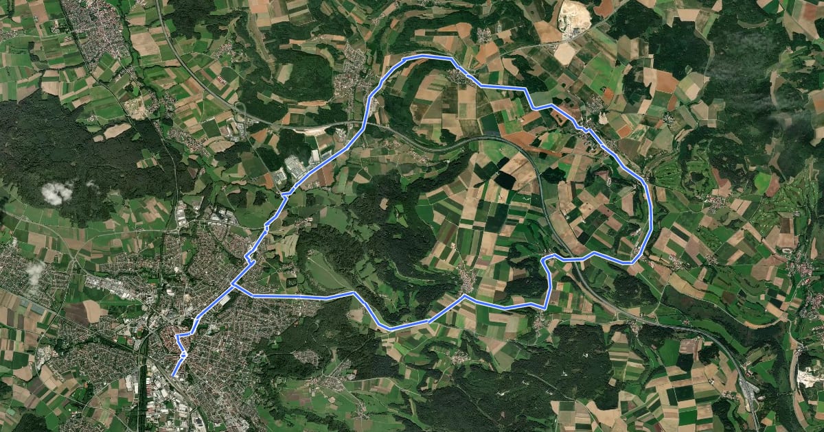 Маршрут Radroute Regionalpark Quellenreich - Schleife Neumarkt i.d.OPf. на спутниковом снимке