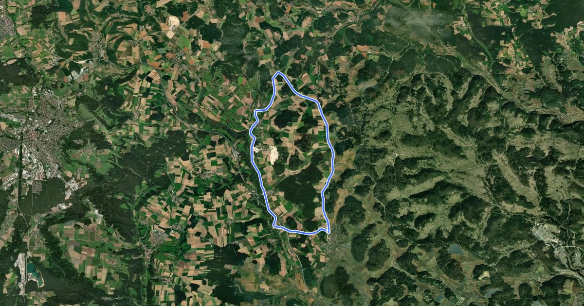 Маршрут Radroute Regionalpark Quellenreich - Schleife Velburg на спутниковом снимке