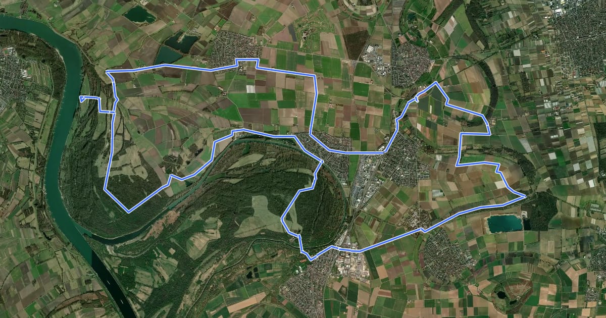 Маршрут Radroute Ried Nordroute на спутниковом снимке