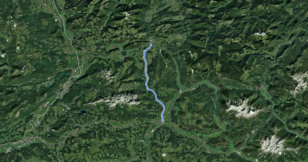 Маршрут Radroute St. Johann Kössen über Schwendt на спутниковом снимке