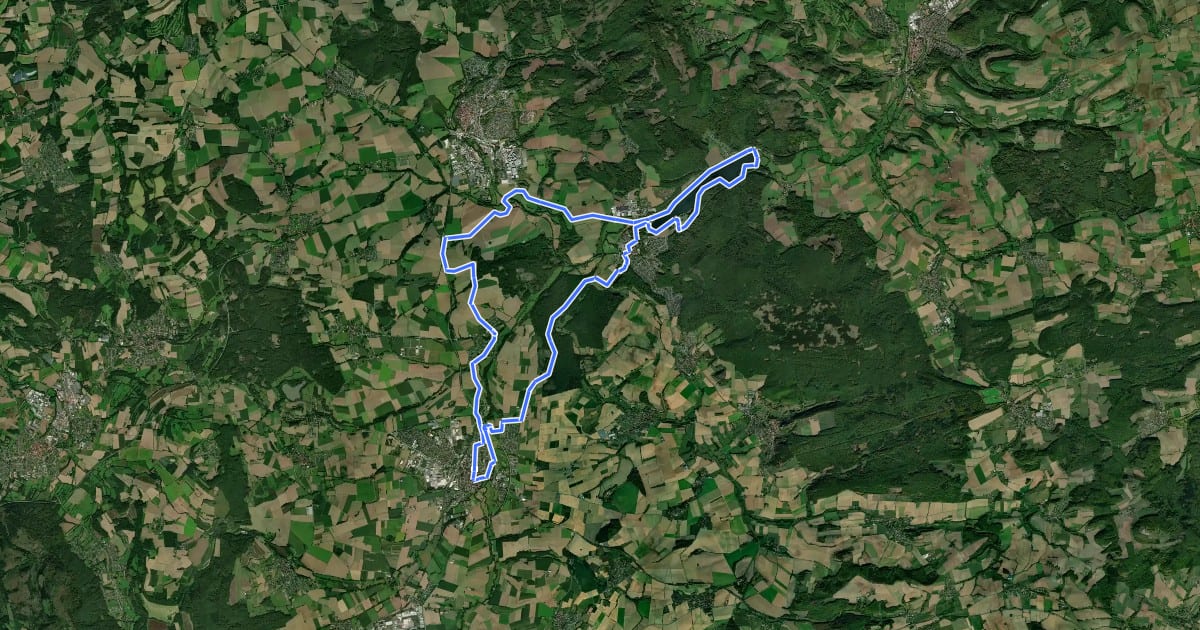Маршрут Radroute Steinheim 9 Emmerstausee Tour на спутниковом снимке