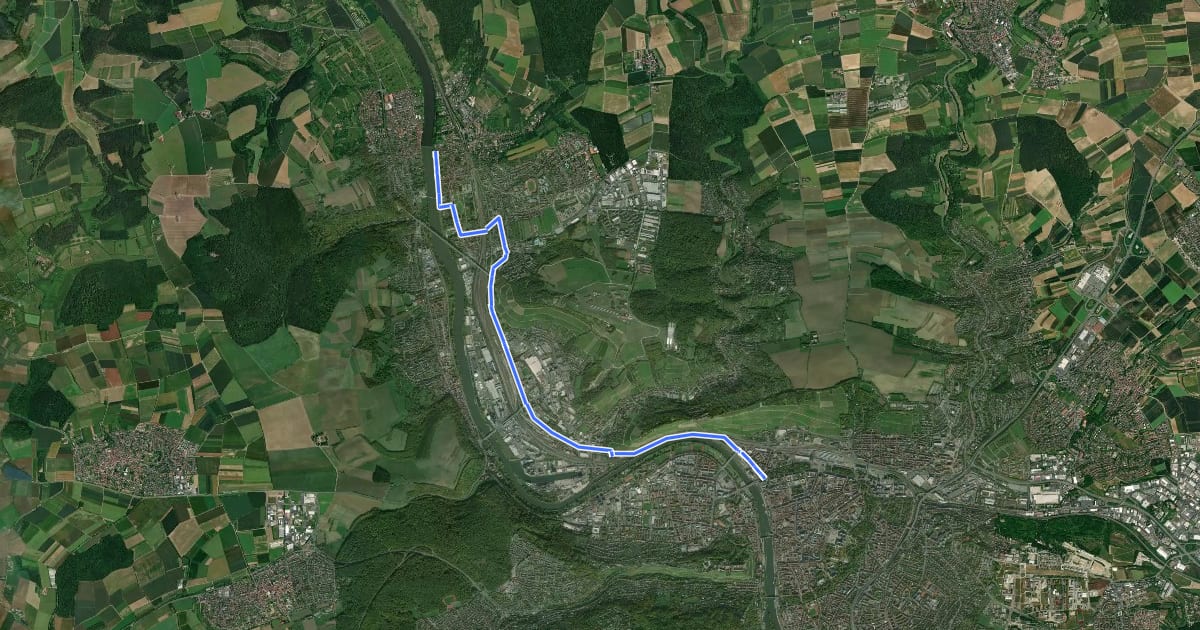 Маршрут Radroute Würzburg-Veitshöchheim на спутниковом снимке